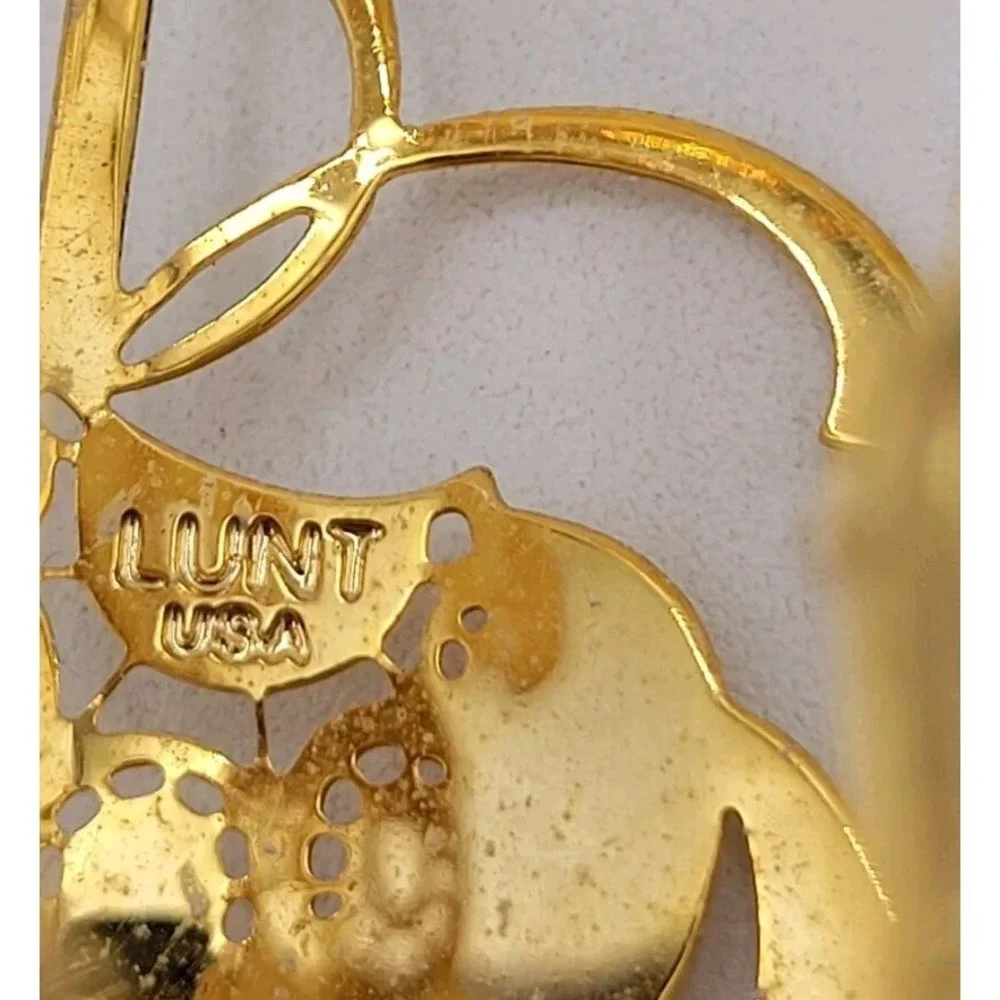 Rare Vintage Lunt Silversmiths USA Gold Tone Carousel Horse‎ Ornament